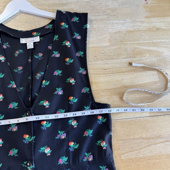 Vintage 80's Dress Cambridge Dry Goods Floral Pinafore Cottagecore Prairie Large - Picture 9 of 12